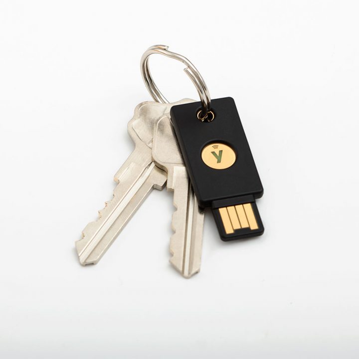 YubiKey 5 NFC on a keyring